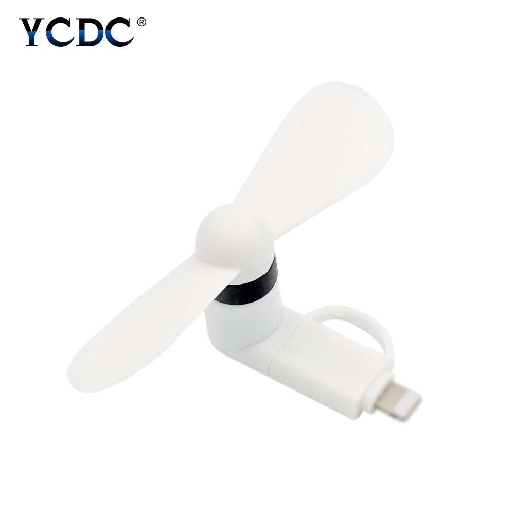 TPE Plastica DC 5V 2-in-1 Ventola Di Raffreddamento USB micro USB Del Telefono mobile Del dispositivo di Raffreddamento del Ventilatore per IPhone Del Telefono Delle Cellule del androide forte Vento A Basso Rumore: bianca