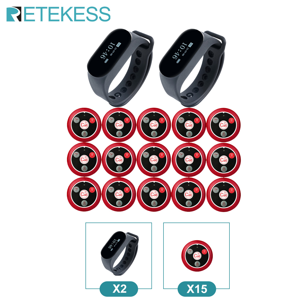 RETEKESS Restaurant Pager Draadloos Ober Oproepsysteem TD112 Waterdicht Horloge Pager Ontvanger T117 Belknoppen voor Cafe Bar