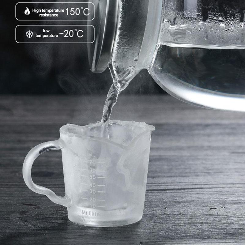 70ml Glass Milk Frothing Jug Espresso Coffe Clatte Milk Frothing Jug Pitcher Heat-resistant Class Measuring Milk Cup
