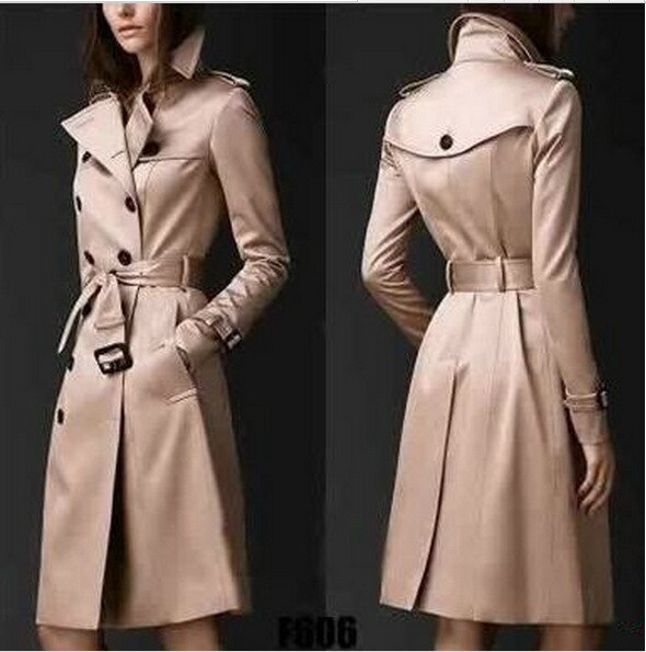 herbst Neue Frauen Graben Mantel Lange Windjacke Europa Amerika Trend Zweireiher Schlank Langen Graben Q1534