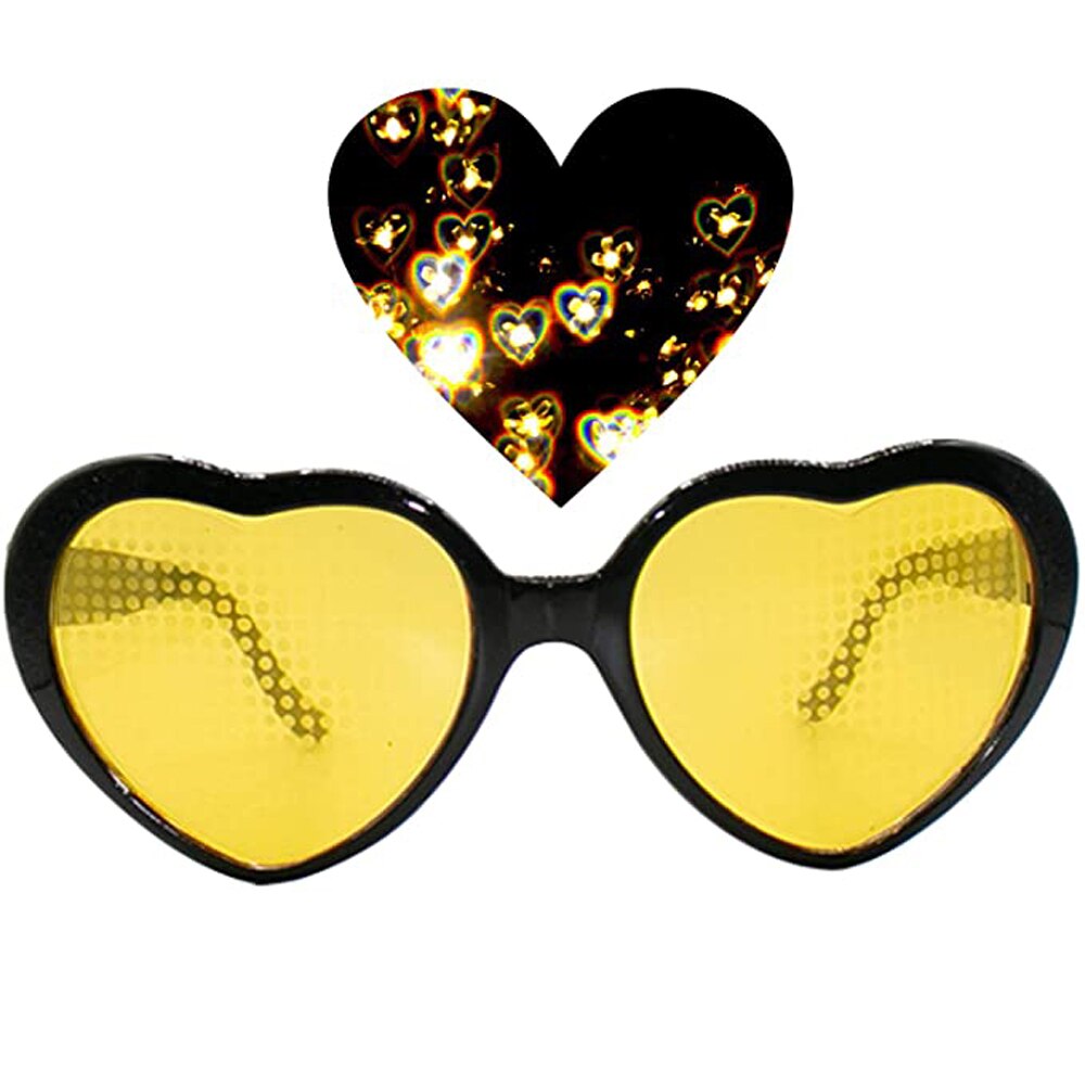 Love Heart Shaped Effects Glasses Watch The Lights Change to Heart Shape At Night Diffraction Women Sunglasses
