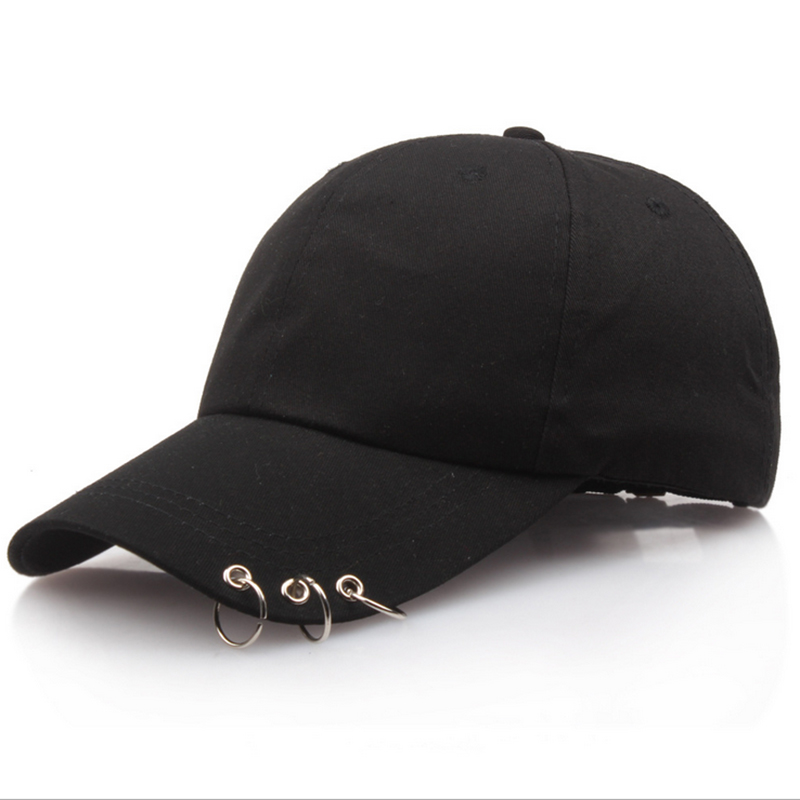 Forår sommer mænd kvinder kasket ensfarvet almindelig sort pink hvid snapback kasket baseball hatte med ringe justerbare baseball kasketter: Sort