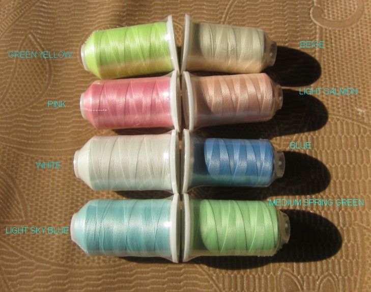 Fil à coudre lumineux 1000m par bobine | Fileter dans la peau du Polyester, broderie, 150D/2 lumineux, 8 couleurs pour votre choix