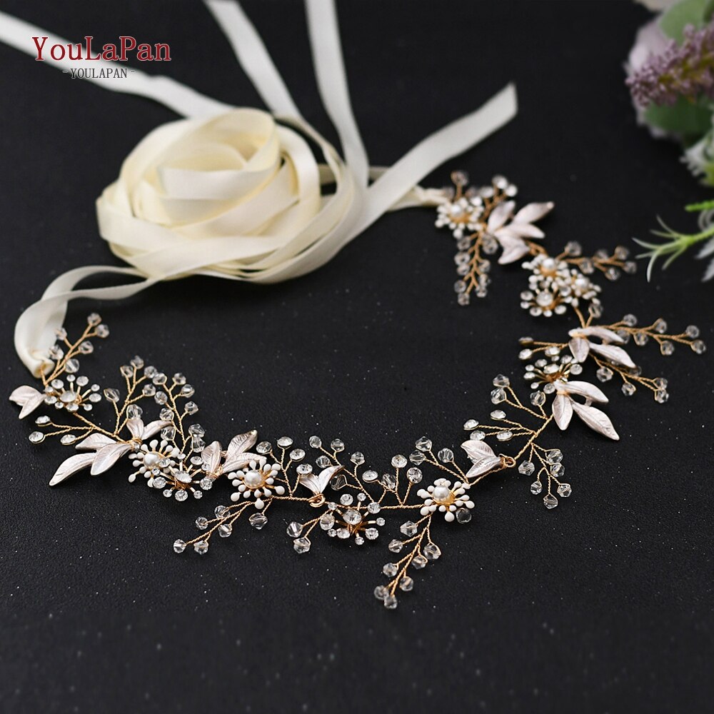 YouLaPan SH294 Simple Bridal Dresses Belt Rose Gold Wedding Dress Accessories Women Waist Belt Flower Bridal Sash Crystal Belt