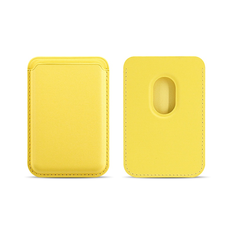 Cartera MagSafe magnética - Funda tarjetero de cuero PU para iPhone 12/13/14/15/16, accesorio MagSafe delgado con almacenamiento de tarjetas ​: YELLOW