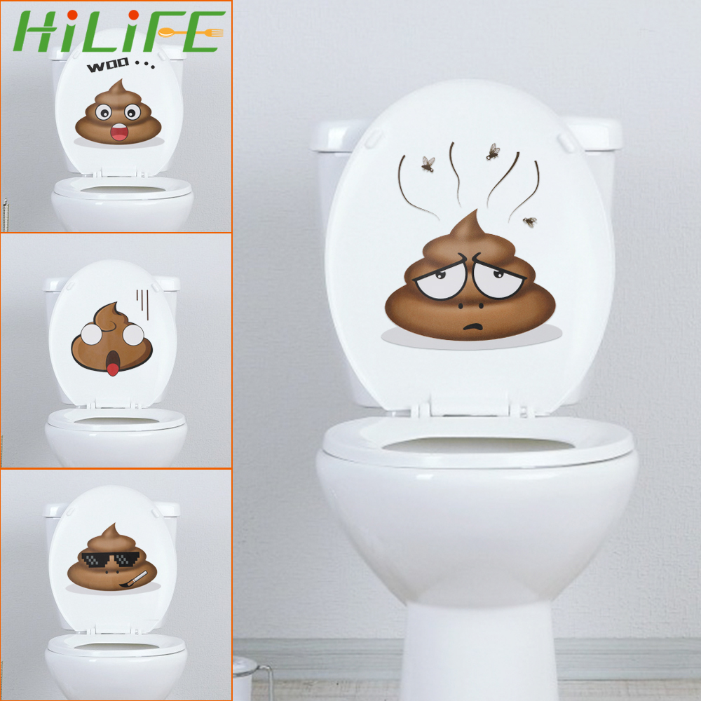HILIFE Wall Sticker Vinyl Decals Toilet Stickers Cute Poo Home Decoration Poster
