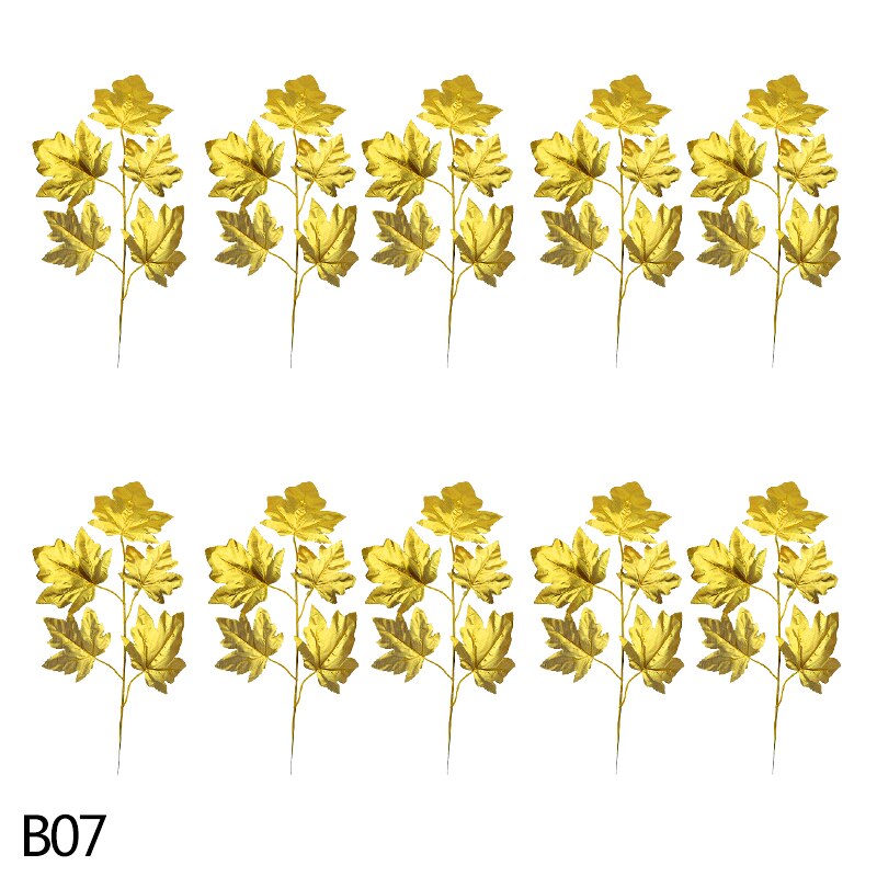 Złote sztuczne rośliny plastikowe tropikalne liście palma akcesoria robić dekoracji ogrodu dekoracja ślubna kwiat liści: B07