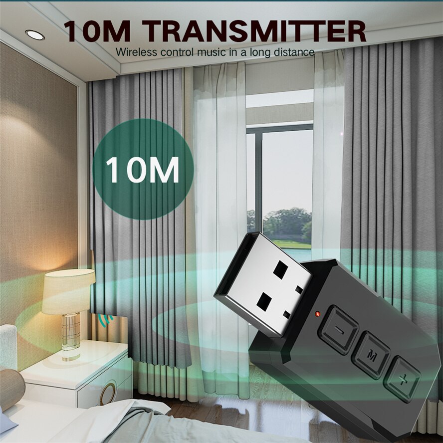 USB Bluetooth 5.0 Audio Receiver Transmitter 2 IN 1 Mini Stereo Bluetooth AUX RCA USB 3.5mm Jack For TV PC Car Wireless Adapter