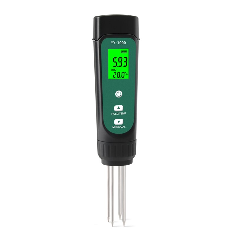 ABSF 3 in 1 Digital Soil EC Moisture Temperature Meter Humidity Tester LED Display Remove Probes Test Analyzer: Backlight