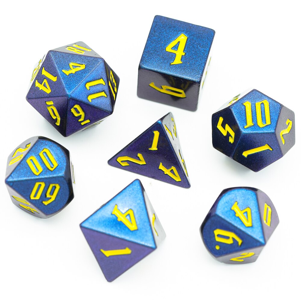 7 Stks/set Semihandmade Dnd Dobbelstenen D & D Dobbelstenen D4 D6 D8 D10 D % D12 D20 Polyhedral Games Dobbelstenen set Voor Tafel Games Mtg Rpg: Yellow Numbers