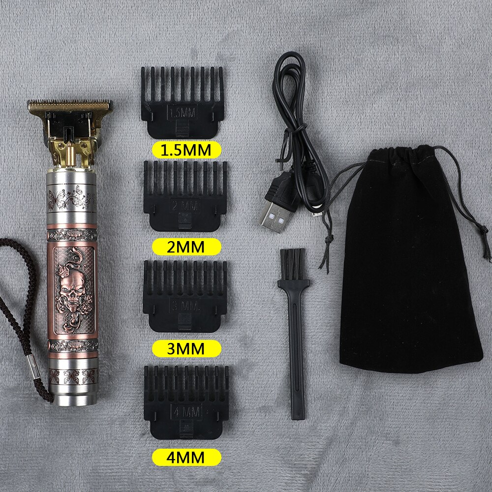 Akku-haarschneidemaschine Professionelle Trimmer für männer Rasierer Bart 0mm Haar Schneiden Maschine USB Barbier Einkaufen: Schädel Nein Kasten