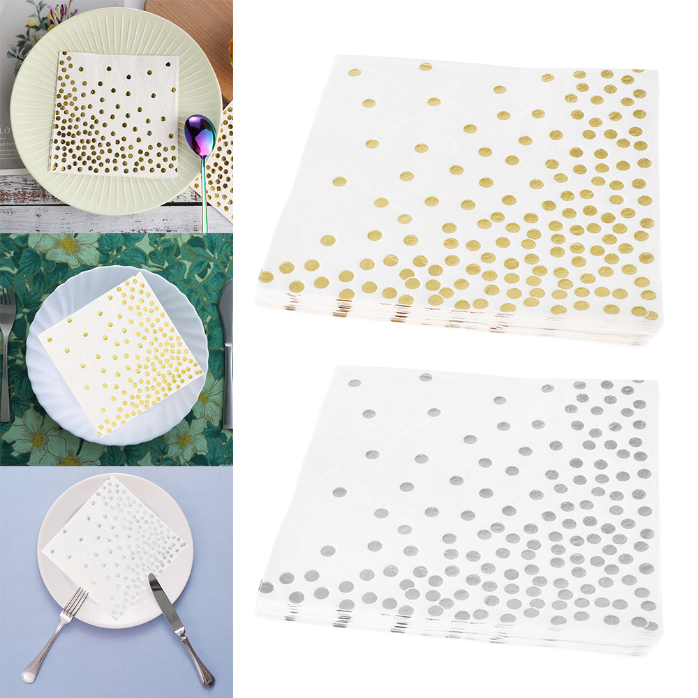 Servilleta de papel 20 piezas de papel rosa dorado con puntos para niños y niñas, servilletas decorativas para fiestas