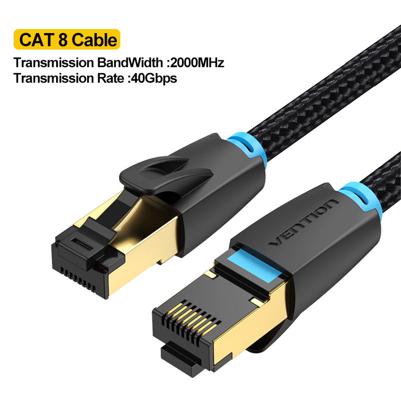Ventie Cat8 Ethernet Kabel 40Gbps Gaming Hoge Snelheid 2000MHz Dubbel Schild Netwerken Katoenen Draad voor PC Modem router Laptop: 50m
