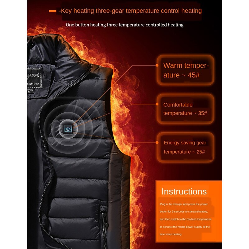 Unisex opvarmning opvarmet vest usb opladning polstrede jakker smart opvarmning hætte vest frakke  ya88