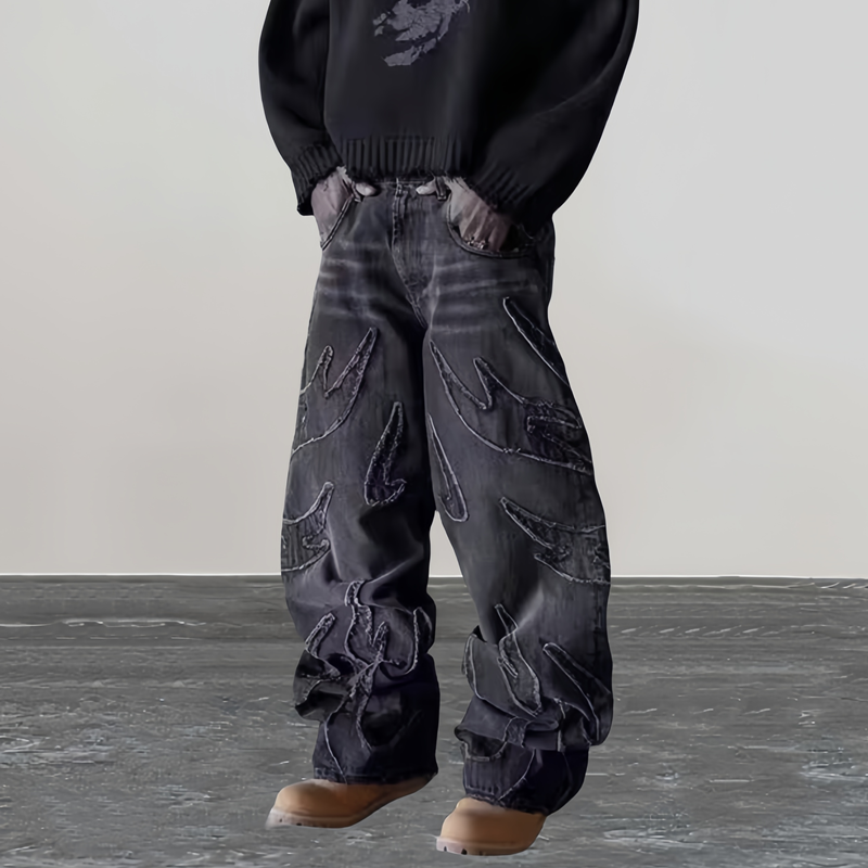 2024 Ropa Y2K Streetwear flamme broderie Baggy empilé jean pantalon pour hommes vêtements Harajuku Vintage femmes gothique Denim pantalon