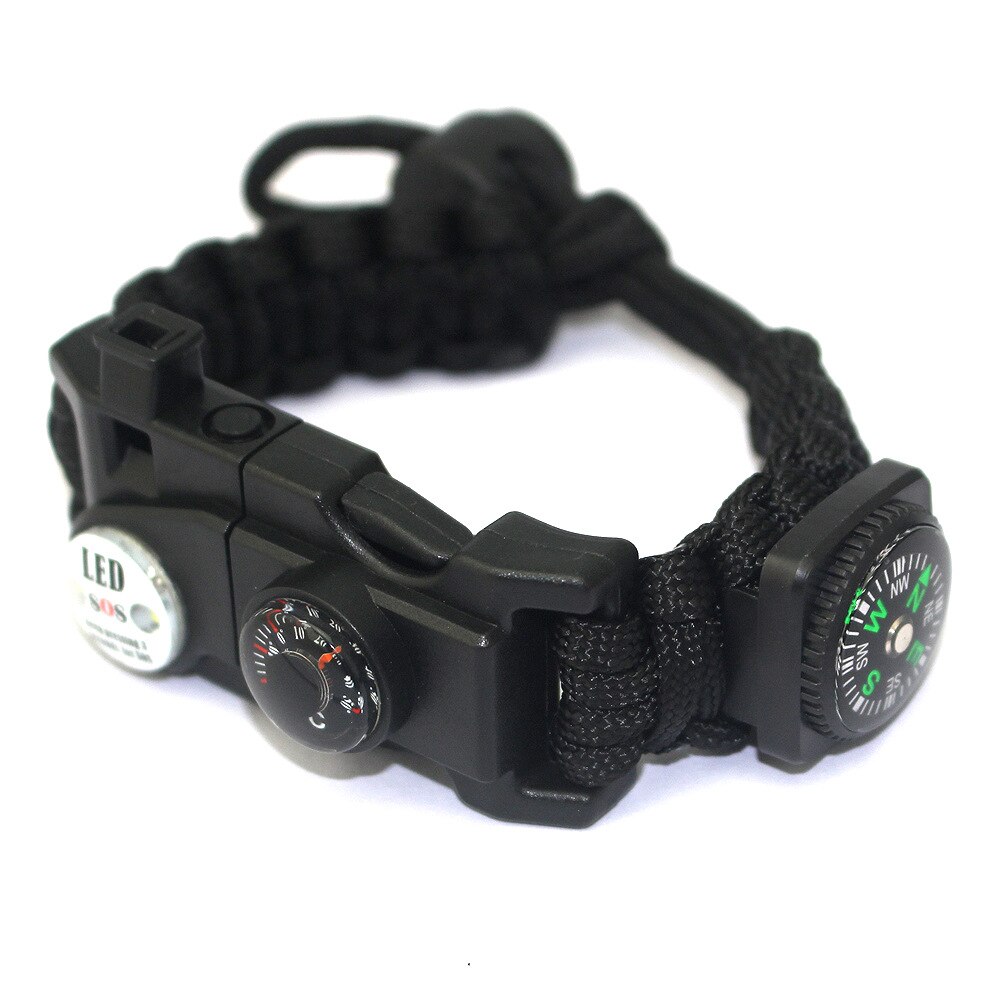 Pulsera de soga de supervivencia LED multifunción para hombre, luz de señal de emergencia multifuncional, silbato deportivo