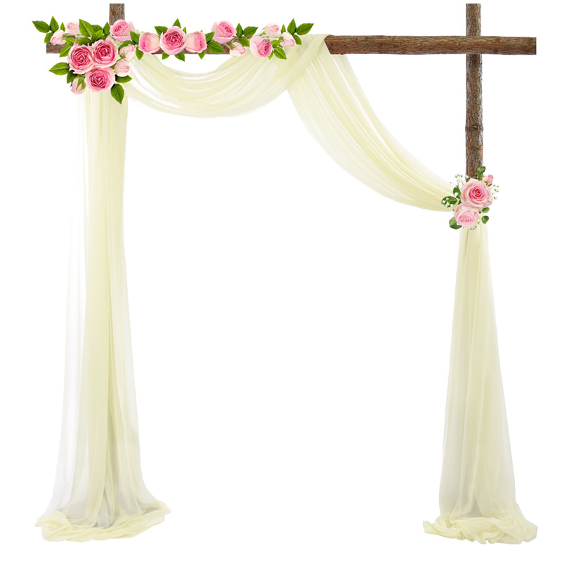Bruiloft Boog Drape 29 "Breed 6.0 Yards Chiffon Stof Draperen Gordijn Draperie Ceremonie Receptie Swag: 1 Panel Beige