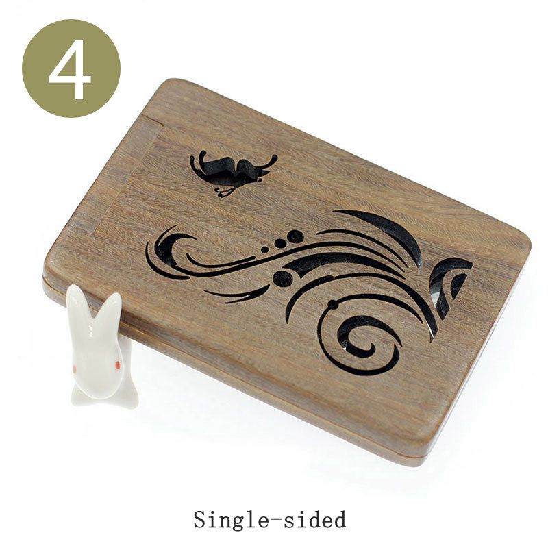 Carved Green Sandalwood Makeup Mirrors Folded Double-sided Wood Comestic Mirror Sandalwood Portable Small Pocket Mirror: 4
