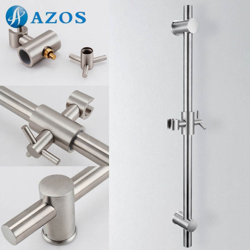 Stainless Steel Slide Bars All Brass Handheld Shower Bracket Height and Angle Adjustable, Polished/Brushed Steel 2 Color HG003
