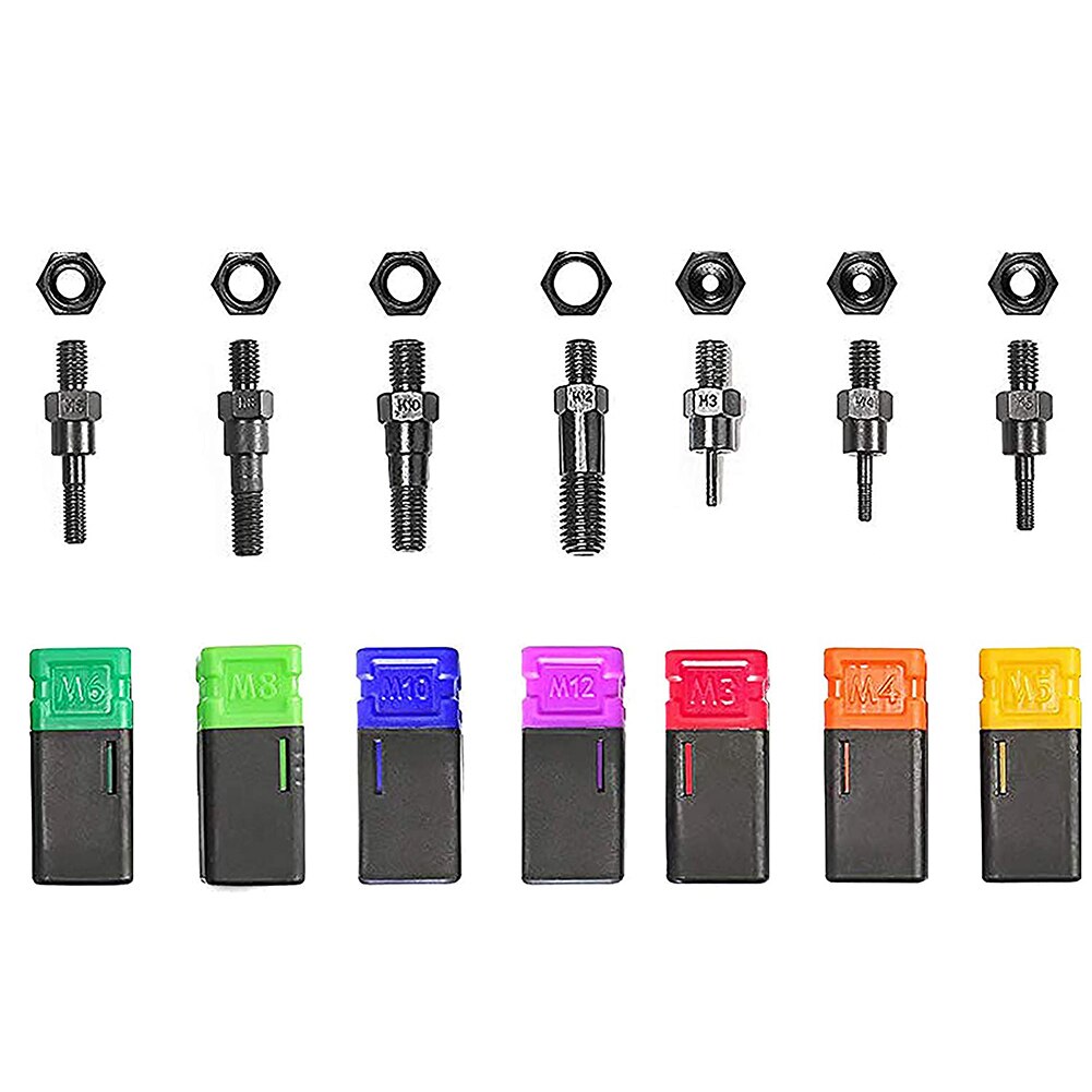 8Pcs/Set Riveter Gun Hand Tool Insert Rivet Nut Manual Mandrels M3 M4 M5 M6 M8 M10 M12 Hand Rivet Nut Setter Kit Hand Tools
