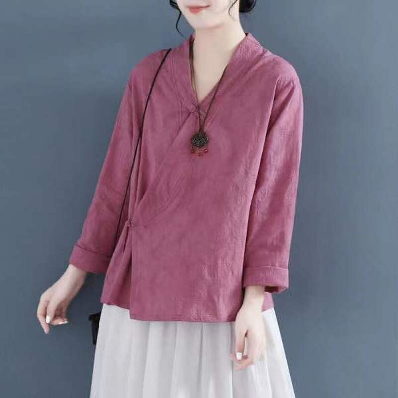 Qipao Retro de estilo chino tradicional para mujer, Tops informales de algodón y lino, cárdigan Hanfu Zen Tea, Kung Fu, Tai Chi, ropa Oriental