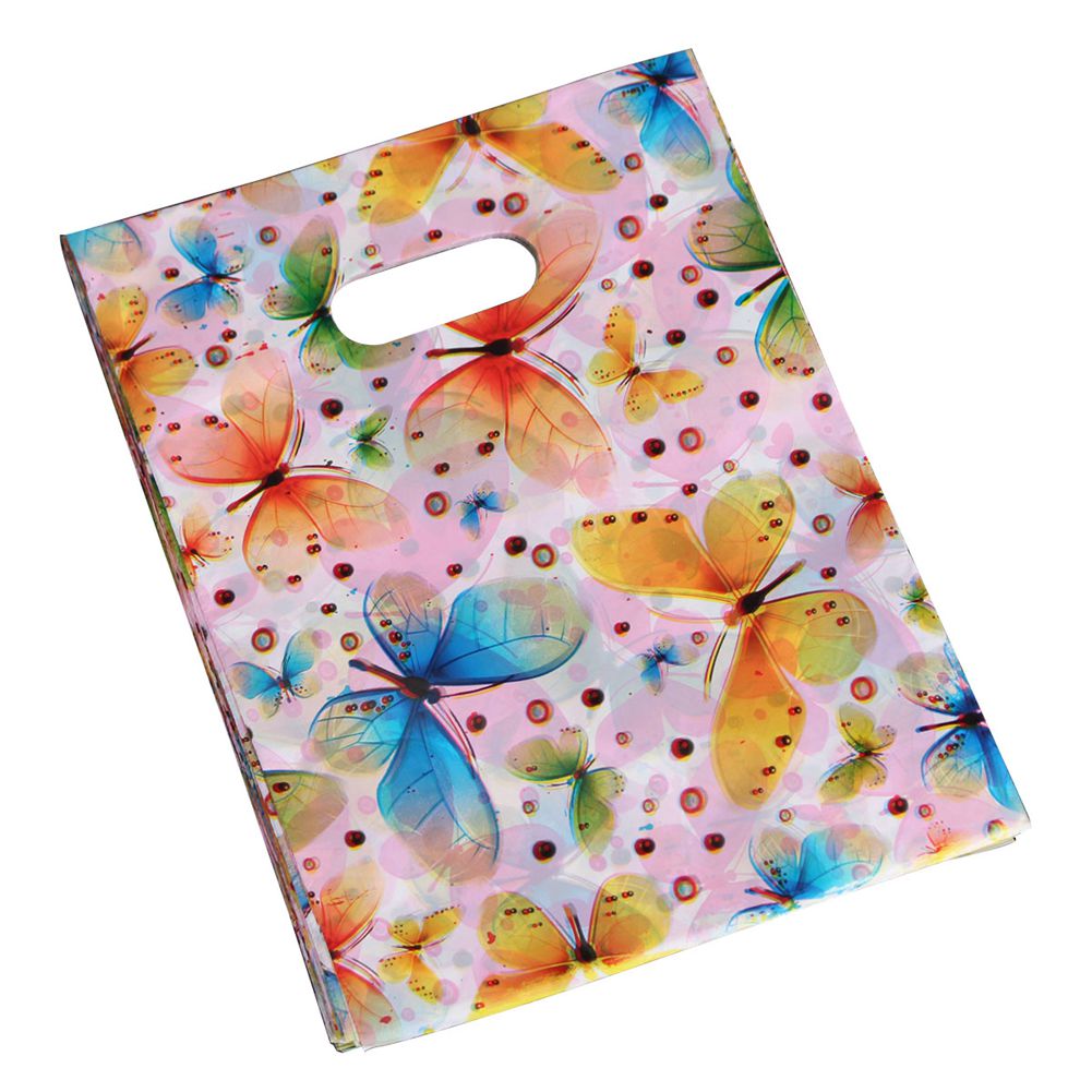 100Pcs Pretty Mini Gemengde Patroon Plastic Sieraden Bag Shopping Pouch 20*15Cm Stijlen: 6