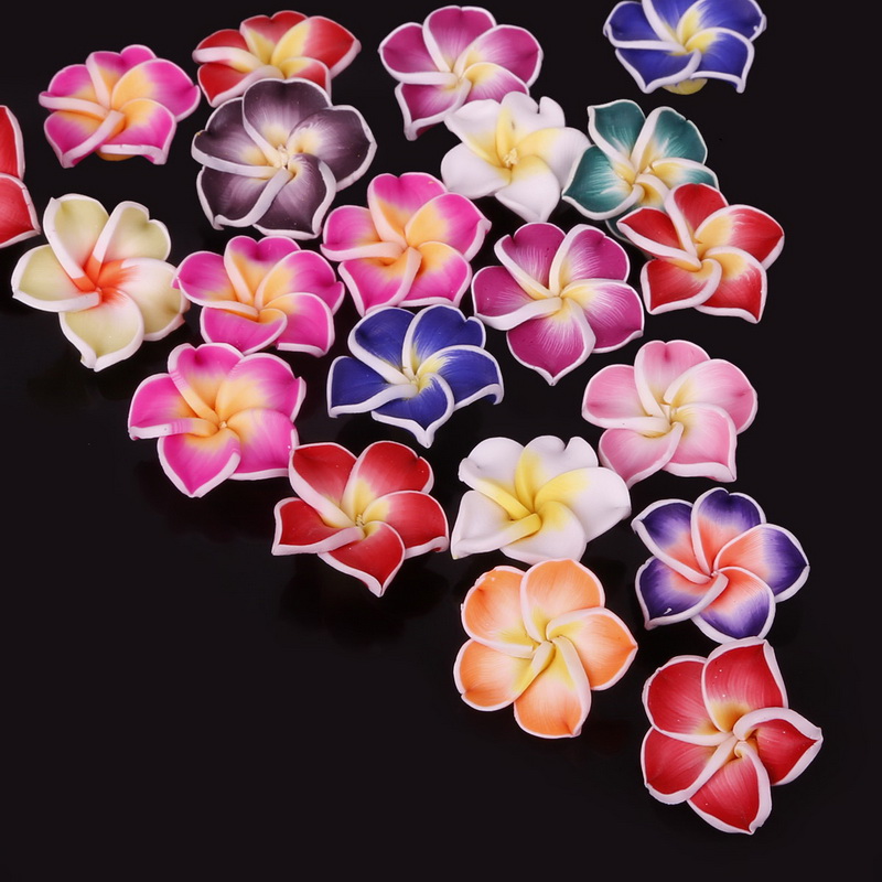 5-10 Stuks Mode Mooie Charmant Gemengde Kleur Polymer Clay Bloem Losse Spacer Kralen 10-30mm: 20x9mm 10pcs