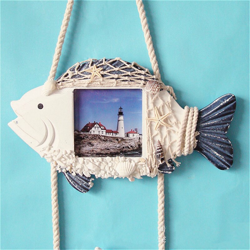Mediterranean Wall Decoration Wooden Photo Frame Three-link Pictures Frame Starfish Shell Craft Kids Room Decoration Accessories