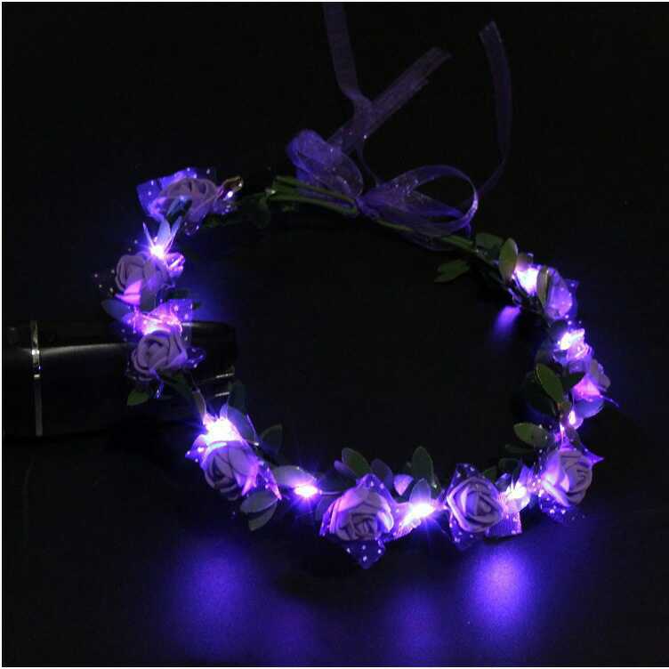 Vrouwen Meisje LED Knippert Lichtgevende Licht Bloem Hoofdband Haarband Hoofddeksels Kerst Bruiloft Glow Party Supply: 12