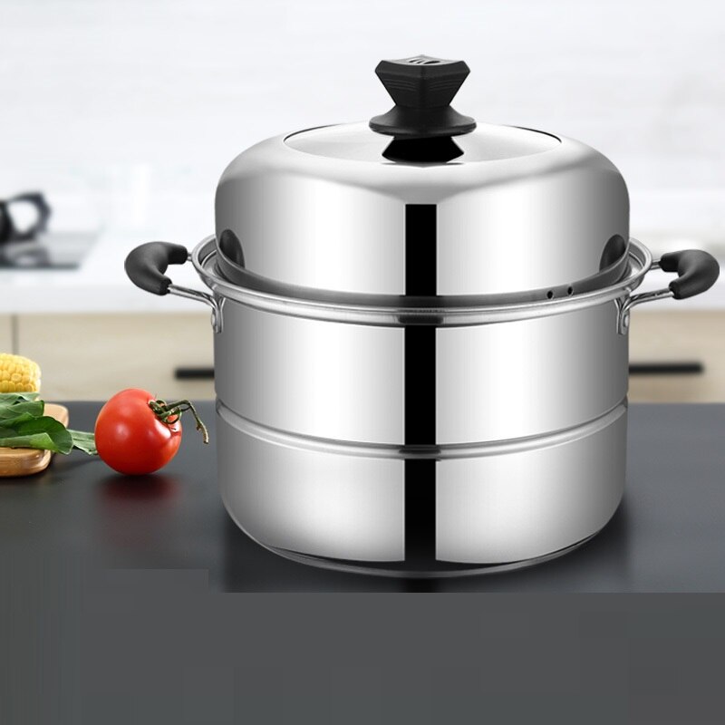 10l isoa haudutuskattilaa, keittiöväline, keittokattila, höyrystin, 30cm ruostumatonta terästä, kolmikerroksinen
