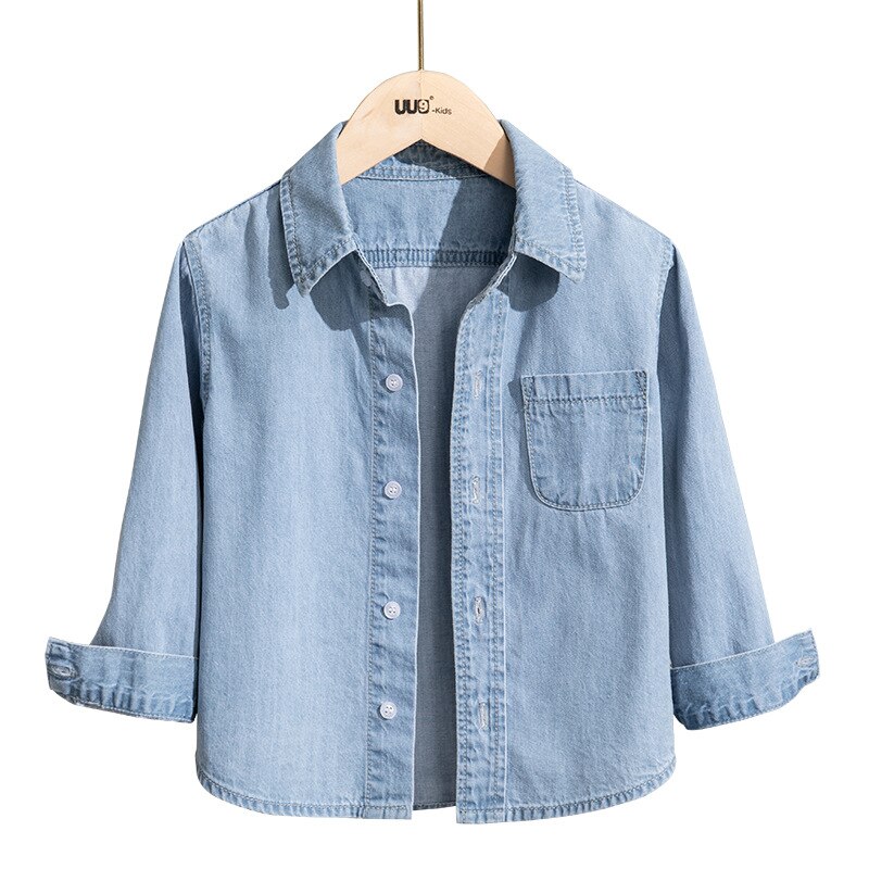 Blusa de manga larga para niña adolescente, camisa azul vaquera a la para niño, Tops holgados informales que combinan con todo, prendas de vestir exteriores 12 13 14 años