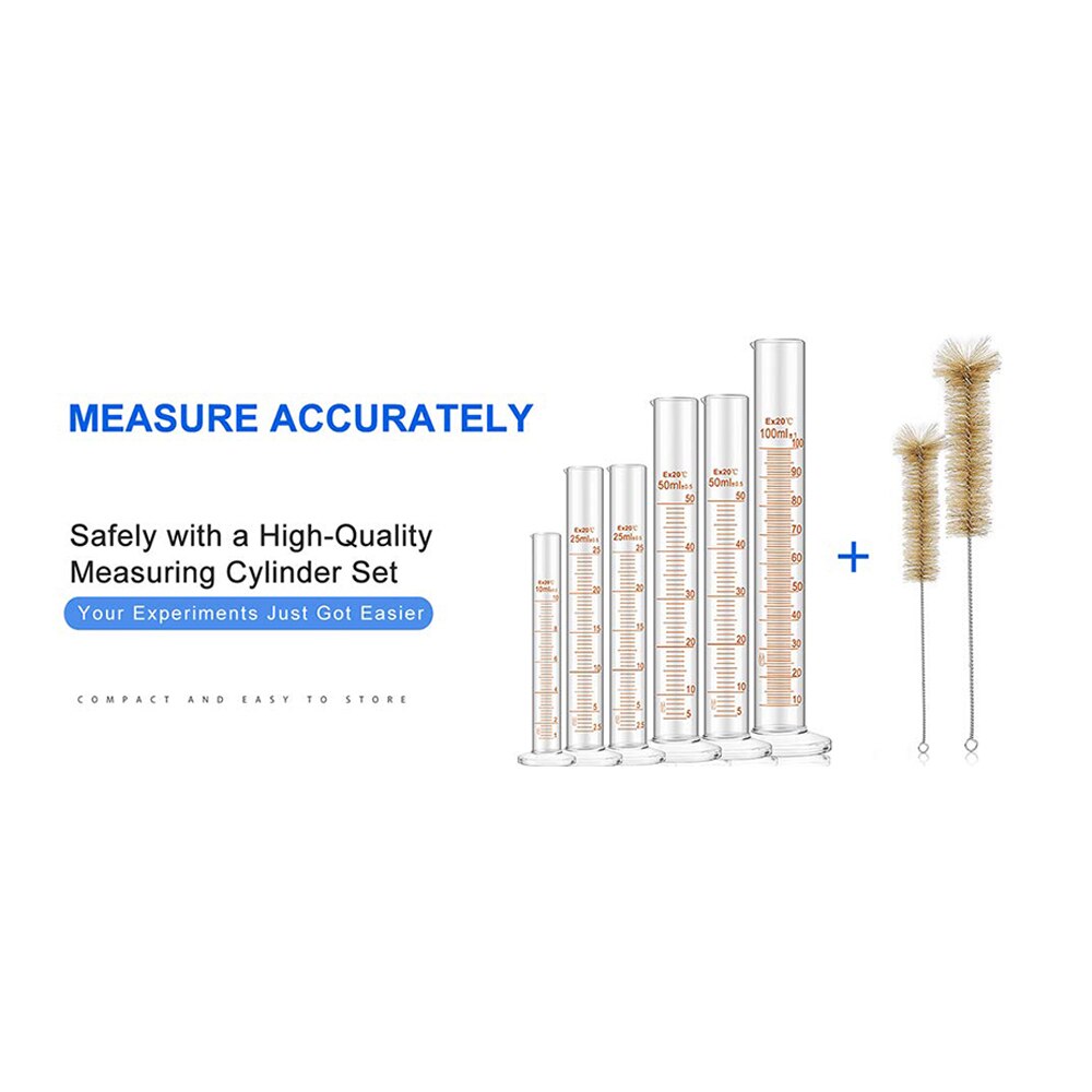 Thick Glass Graduated Measuring Cylinder Set Glass With Two Brushes