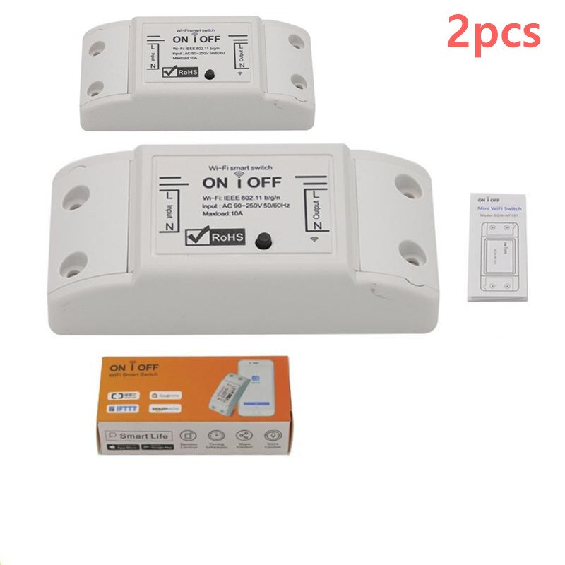 10A Wifi Broken Light Switch Wireless APP Remote Control Switch 220V Smart Home Electrical Switches Alexa Google Home Smart Life: 2pcs