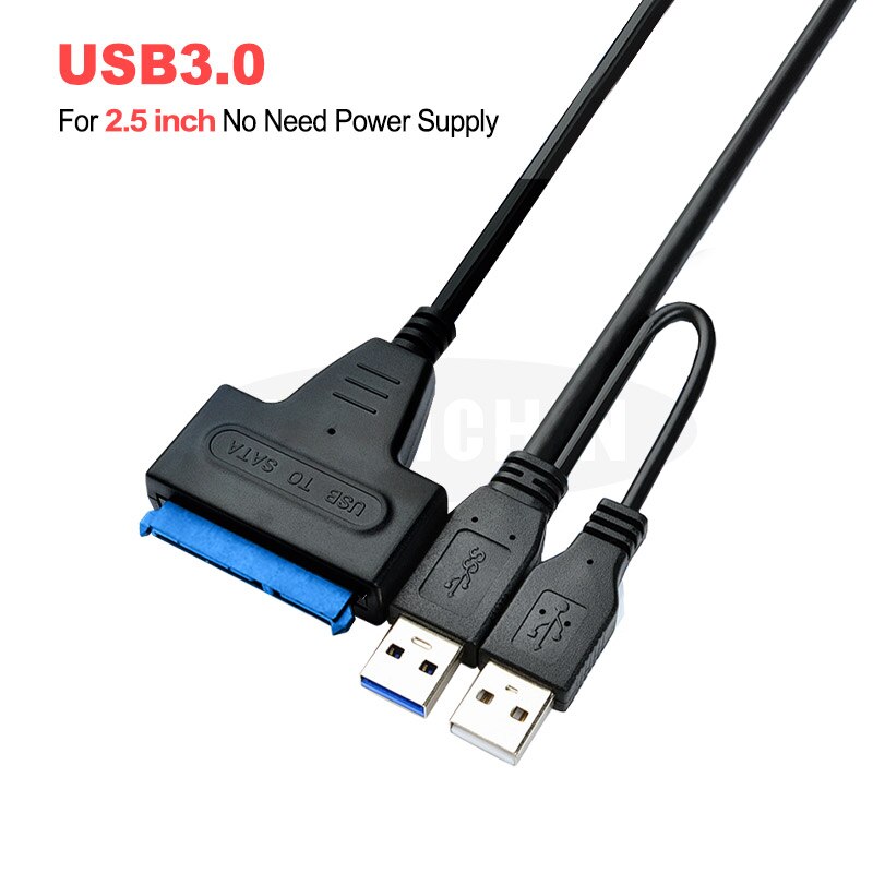 Dual USB Sata Cable USB To Sata Adapter Suport 2.5 or 3.5 Inch External SSD HDD Hard Drive Sata Cable Sata USB 3.0 Adapter: USB3.0 for 2.5inch