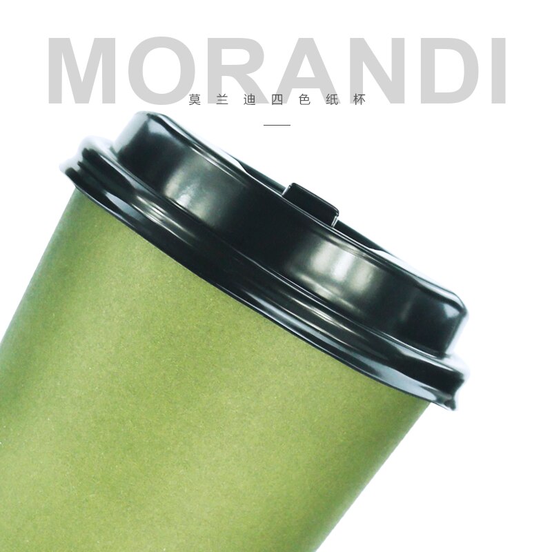 50pcs 500ml pure color disposable coffee cup thickening drink paper cups party wedding beverage cup with lids