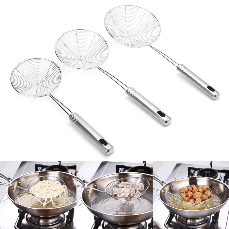 Solid Spider Strainer Skimmer Ladle With Handle Stainless Steel Kitchen Tool
