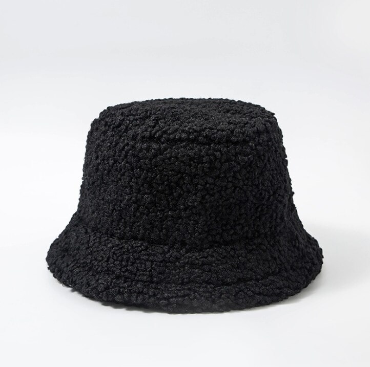 Zima kobiety kapelusz stałe sztuczne futro ciepła czapka damska Faux futro kapelusz typu wiaderko dla kobiety dziewczyny ochronna powłoka chroniąca przed słońcem kapelusze przeciwsłoneczne dama czapki: czarny