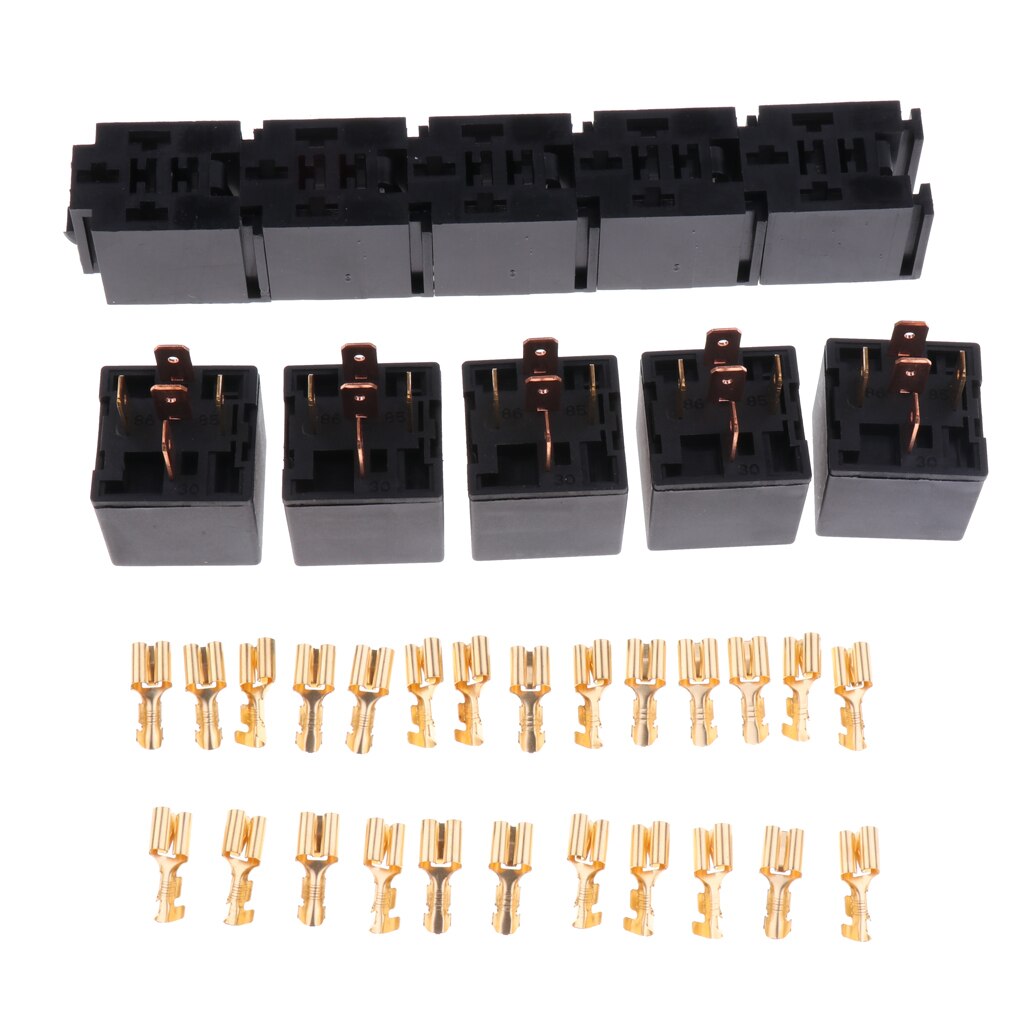 1 Set Car Control Relay Socket 5 Pin 80A Relay Socket Terminal Connector DPDT For Auto Alarm/Headlight/Remote Start/Stereo
