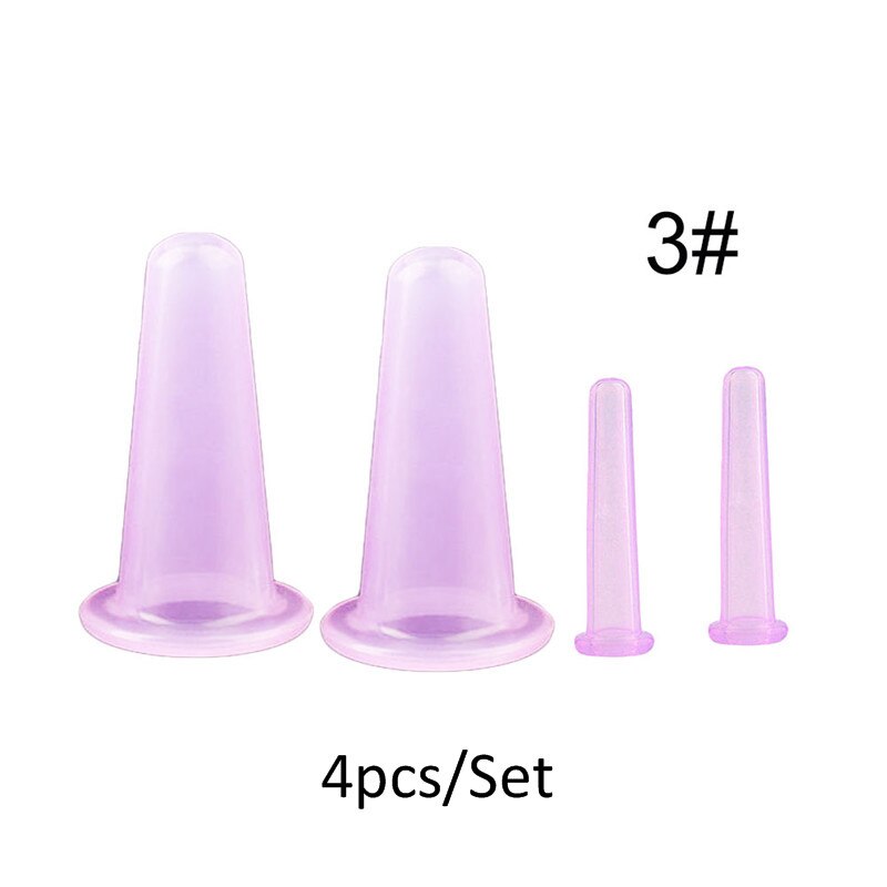 4 Stuks Siliconen Cupping Cup Vacuüm Gezicht Massage Cup Gezicht Lichaam Cupping Zuignappen Facial Been Arm Ontspanning Gezondheidszorg tool: 4Pcs Purple