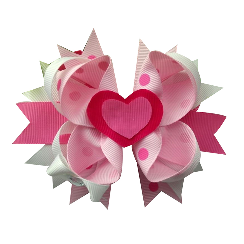 2022 1 Pcs Sweet Heart Valentine Day Hair Bows Popular Cheer Bows For Girls: Wine Red