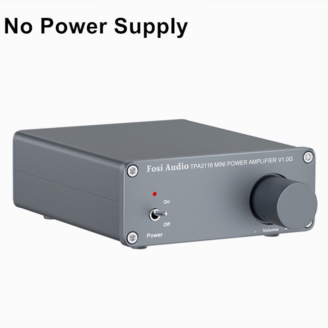 Fosi Audio 2 Channel TPA3116D2 Stereo Audio Class D Amplifier 50W X 2 - V1.0 Power Amplifier For Home Passive Speakers: Silver No Power