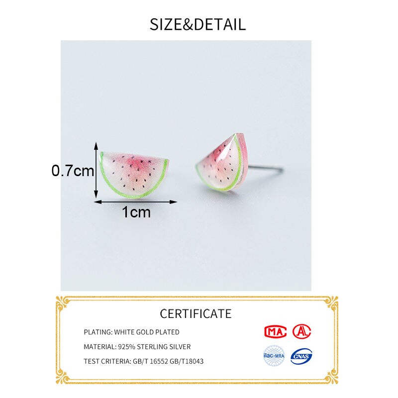 Inzatt Real 925 Sterling Zilver Fruit Acryl Stud Oorbellen Voor Mode Vrouw Party Fijne Sieraden Schattige Accessoires
