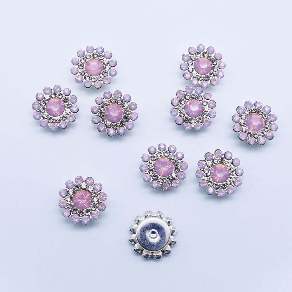 Bloemvormige strass fonkelende kristallen glas stone trim stalen bodem non-thermohardende naaien kleding strass SZ-019: Pink / 20PCS