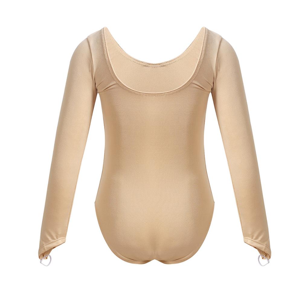 Børn piger lange ærmer elastisk u-hals nøgen ballet gymnastik trikot undertøj undertøj til gymnastik jumpsuit dansetøj