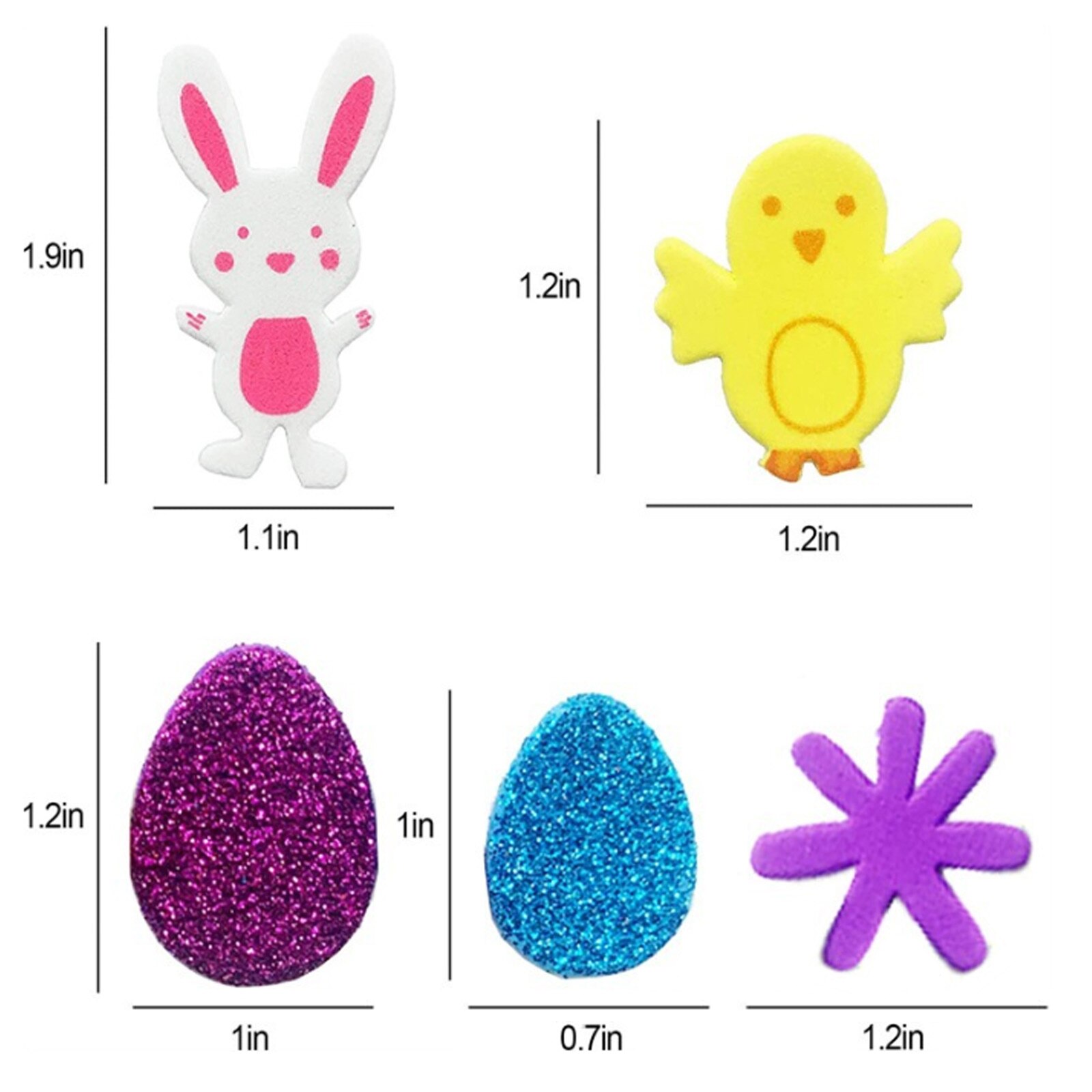 Easter Foam Stickers Set Self Adhesive Stickers Glitter Egg Bunnies Chicks Flower Stickers DIY Easter Decorations for Kids