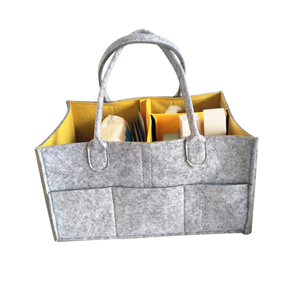 Cysincos filt stof opbevaringstaske sammenfoldelig baby stor størrelse ble caddy puslebord organisering legetøj opbevaring kurv bil organizer: Gul 38-25-18cm