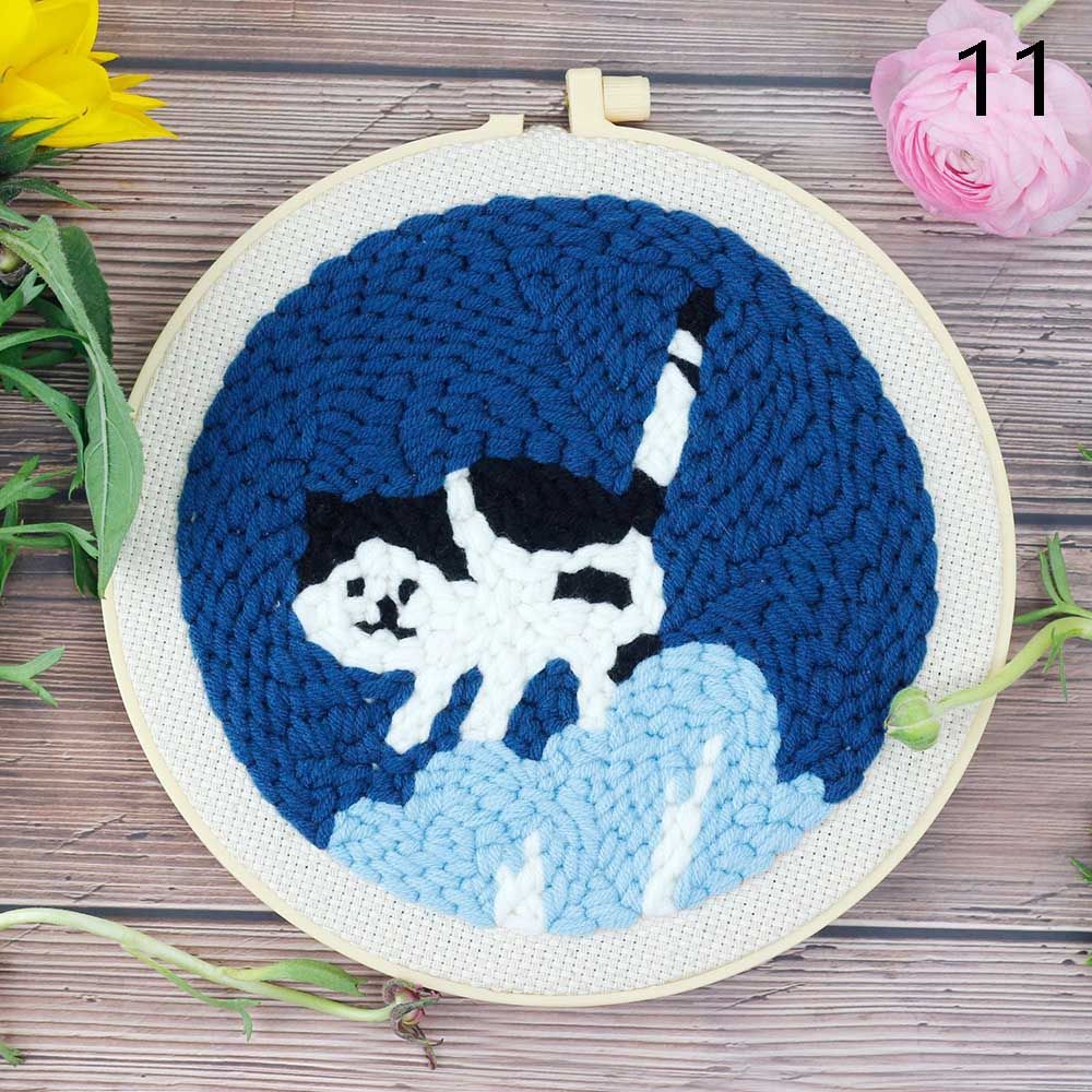 Kit de broderie de fil à aiguille fait à la main, ornement d&#39;art, bricolage artisanat, cerceau, point de croix, poinçon, fleur: 11