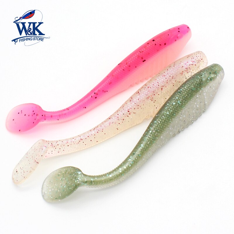 WK-leurre souple de type poisson nageur disponible en deux couleurs, appât artificiel idéal pour la pêche en eau douce, à l'alose, 4.1 pouces, 10.5cm, lot de 5 unités par lot