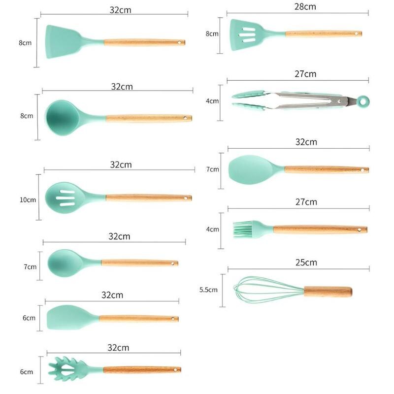 12 stuks siliconen keukengereedschap bakgerei hoge temperatuurbestendigheid anti-aanbaklaag hittebestendig keukengereedschap: C