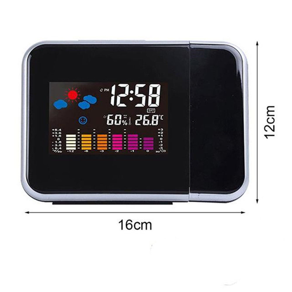 Muur Projector Led Grote Display Klok Projectie Wekker Multifunctionele Lichtgevende Voor Thuis Slaapkamer Studeren Kamer Bureau: B black